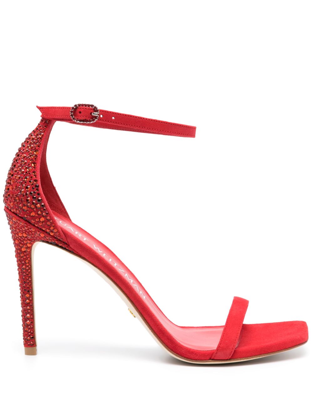 Stuart Weitzman Nudistcurve Royale 水钻缀饰高跟凉鞋 - 红色