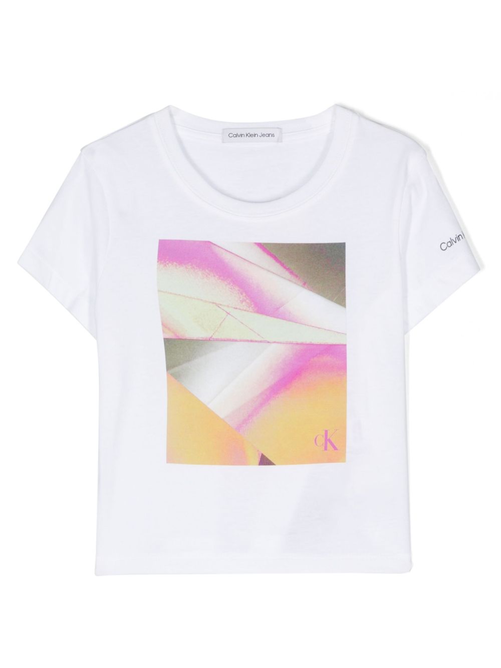 Calvin Klein Kids Colour Flow 棉T恤 - 白色