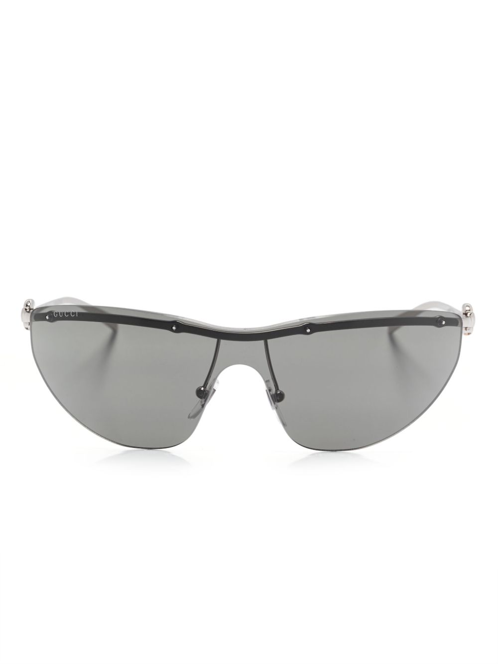 Gucci Eyewear 盾形镜框太阳眼镜 - 银色