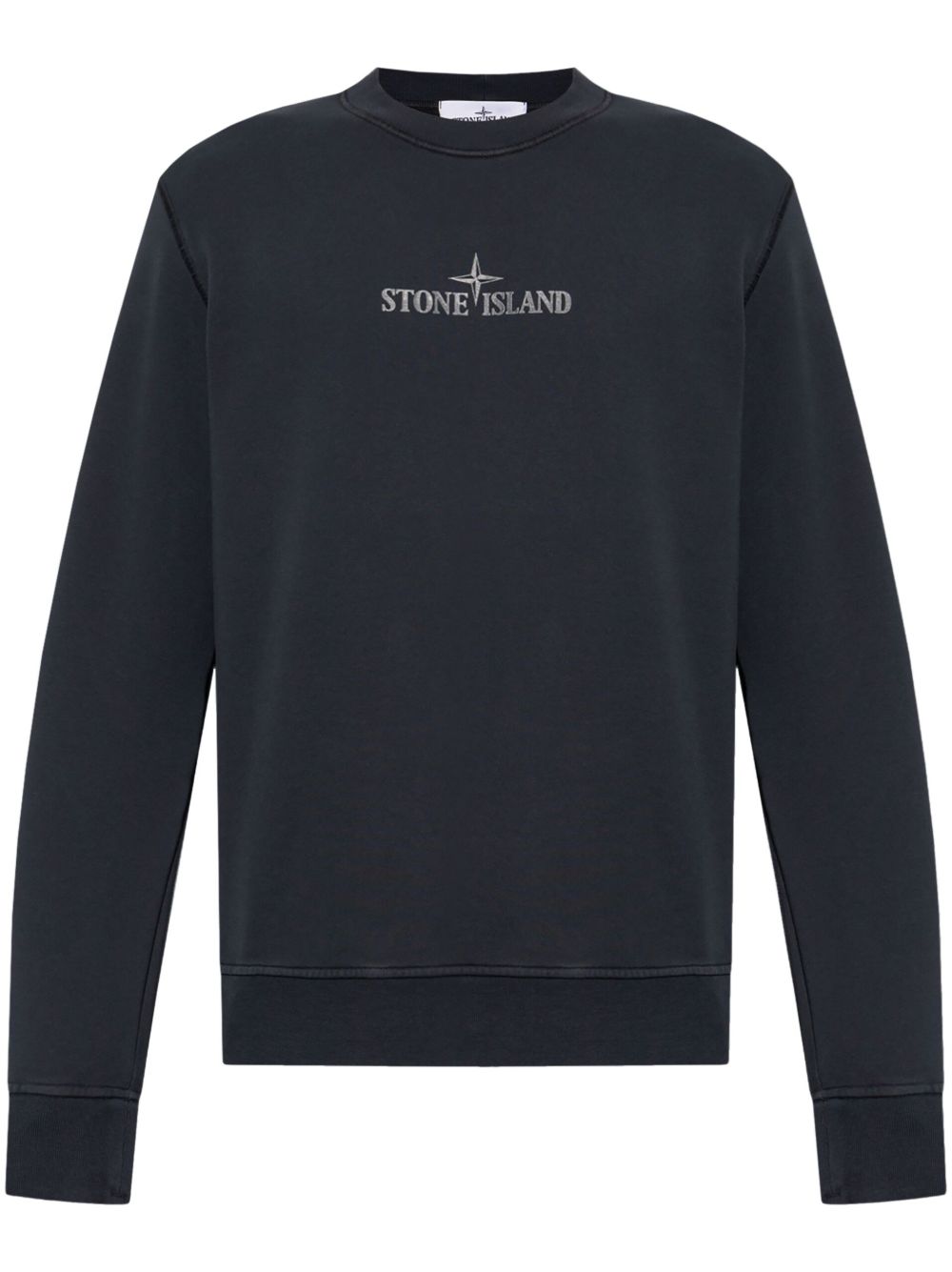 Stone Island logo印花棉卫衣 - 蓝色