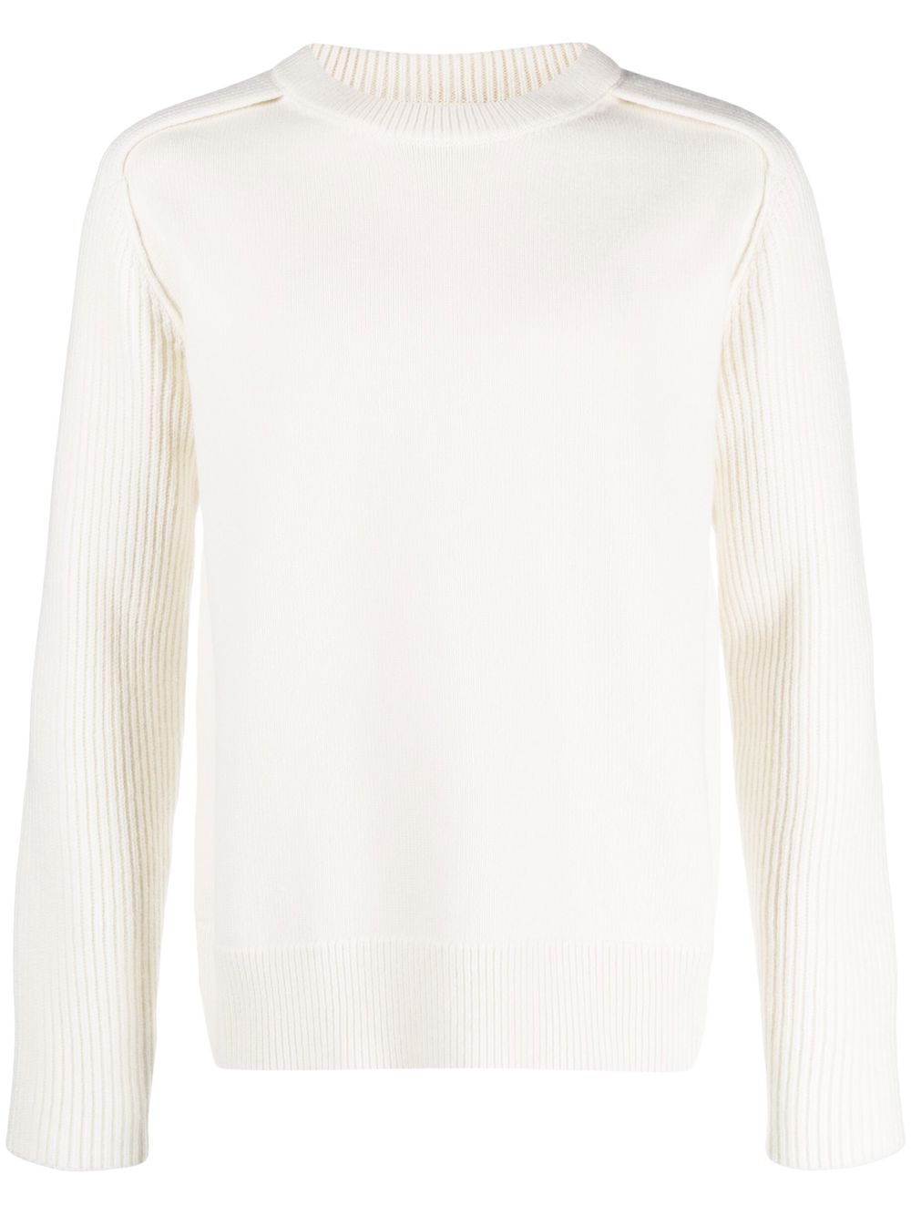 Jil Sander 罗纹针织衣袖毛衣 - 白色