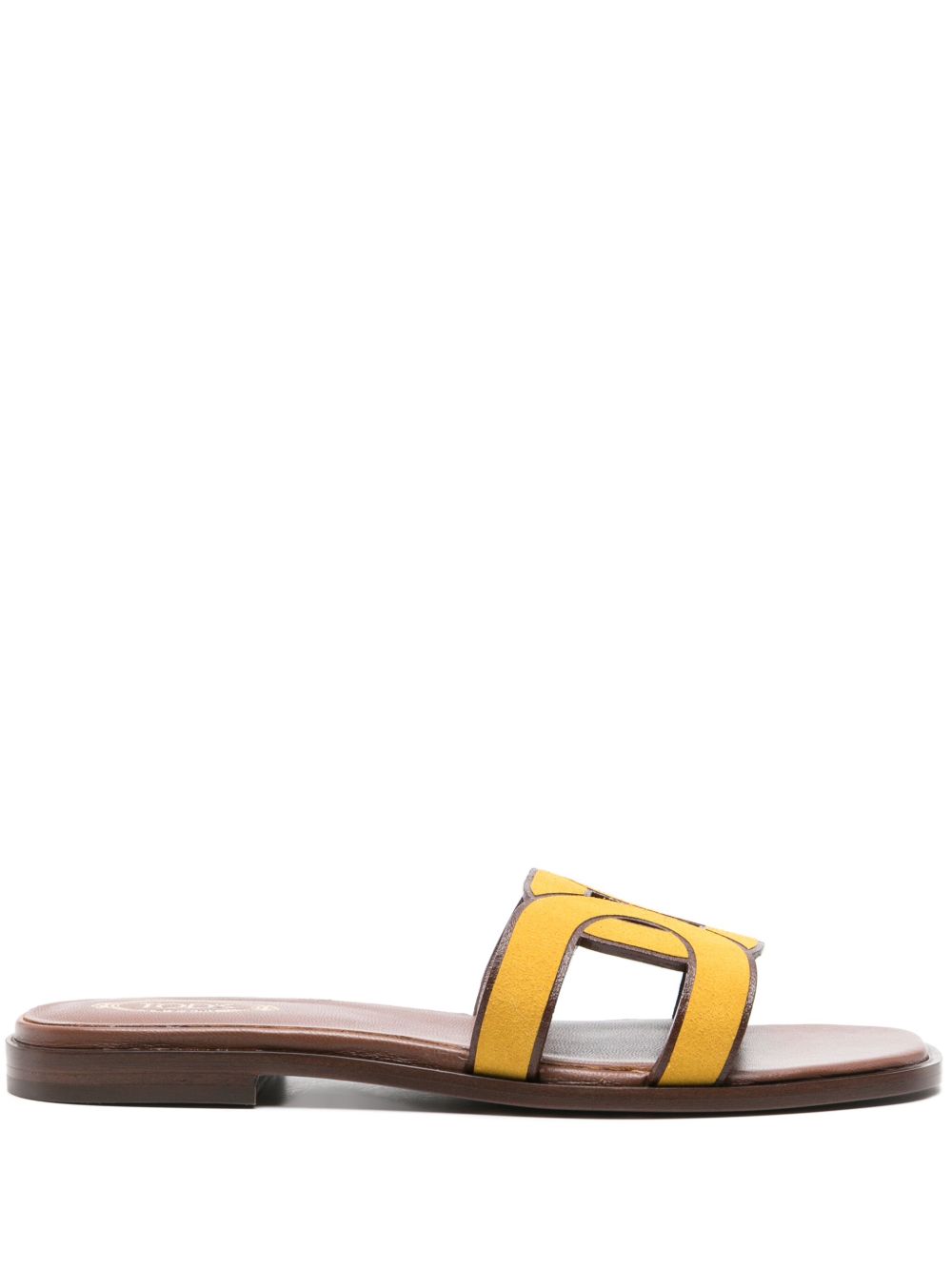 Tod's 锁链图案皮质拖鞋 - 黄色