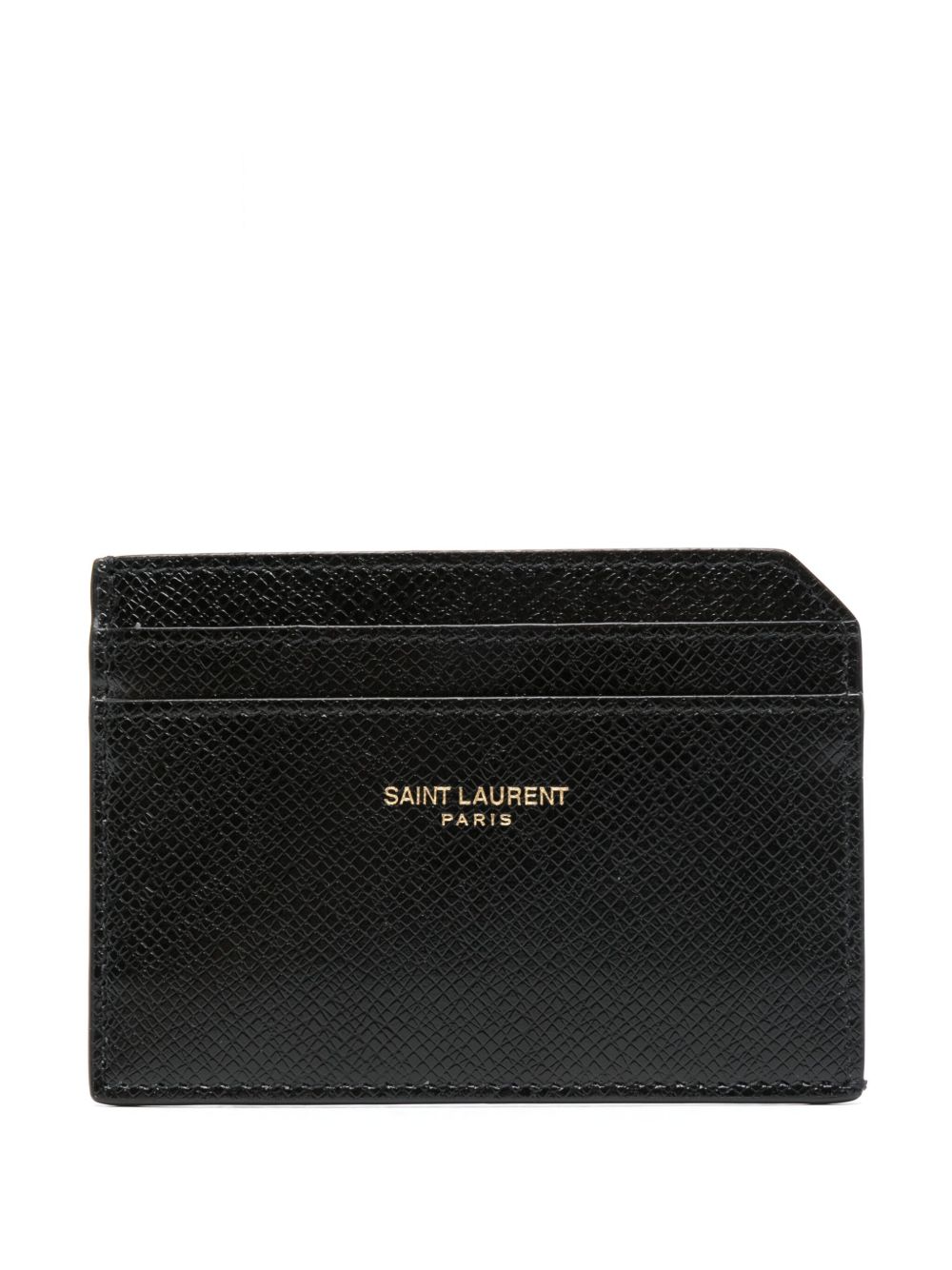 Saint Laurent logo印花皮质卡夹 - 黑色
