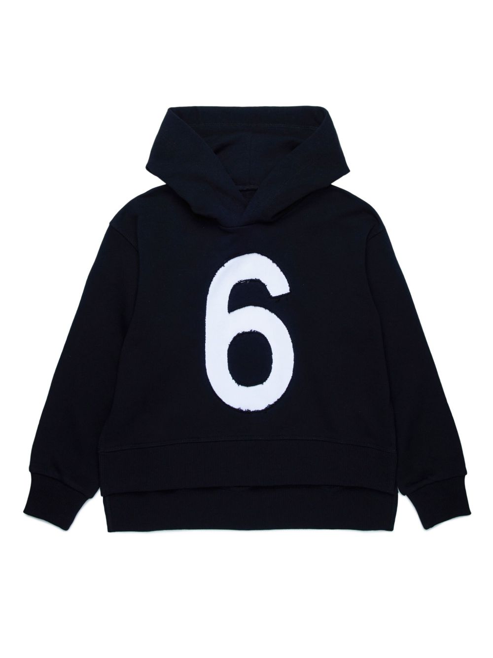 MM6 Maison Margiela Kids 贴花细节棉连帽衫 - 黑色
