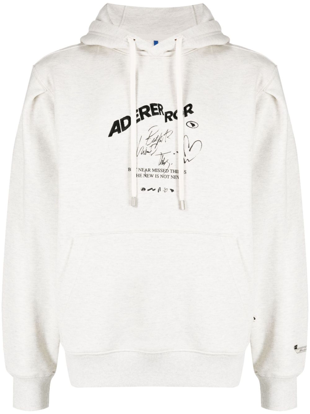 Ader Error logo印花弹性棉连帽衫 - 灰色