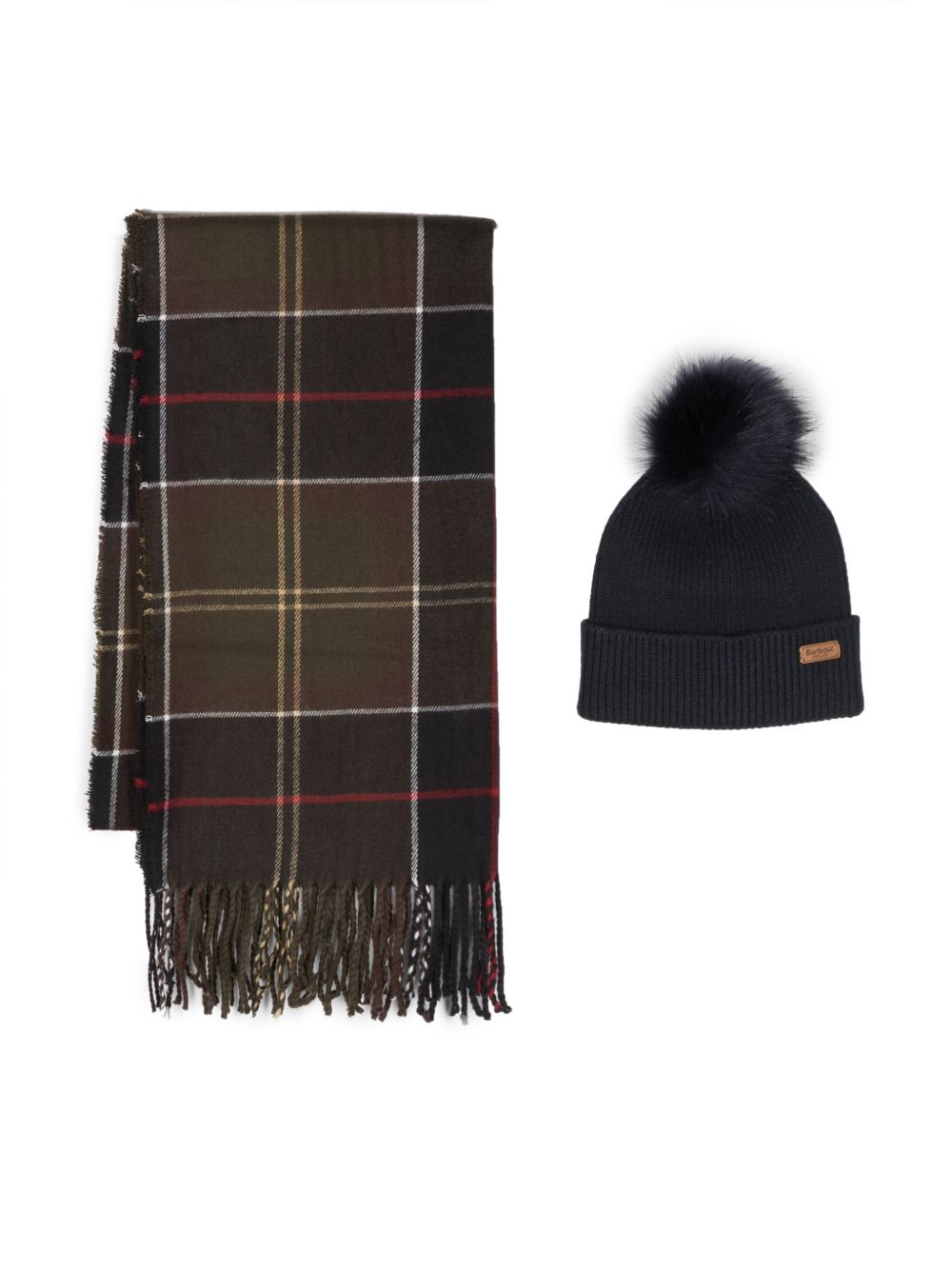 Barbour 格纹图案流苏细节围巾 - 绿色