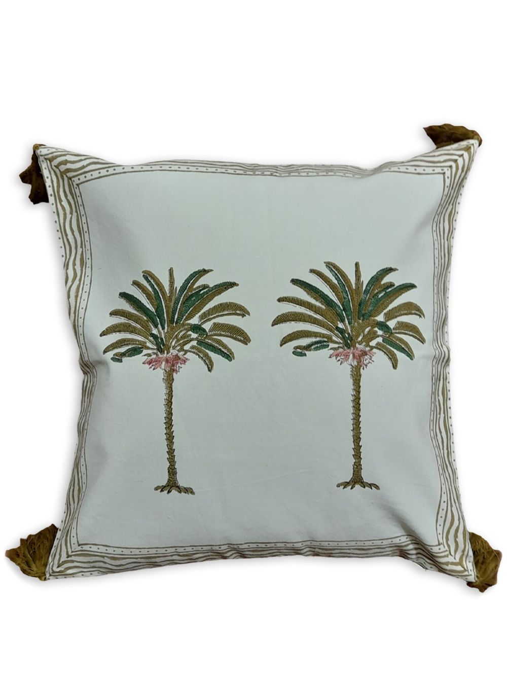 Les-Ottomans Palms 手工印花抱枕 - 蓝色