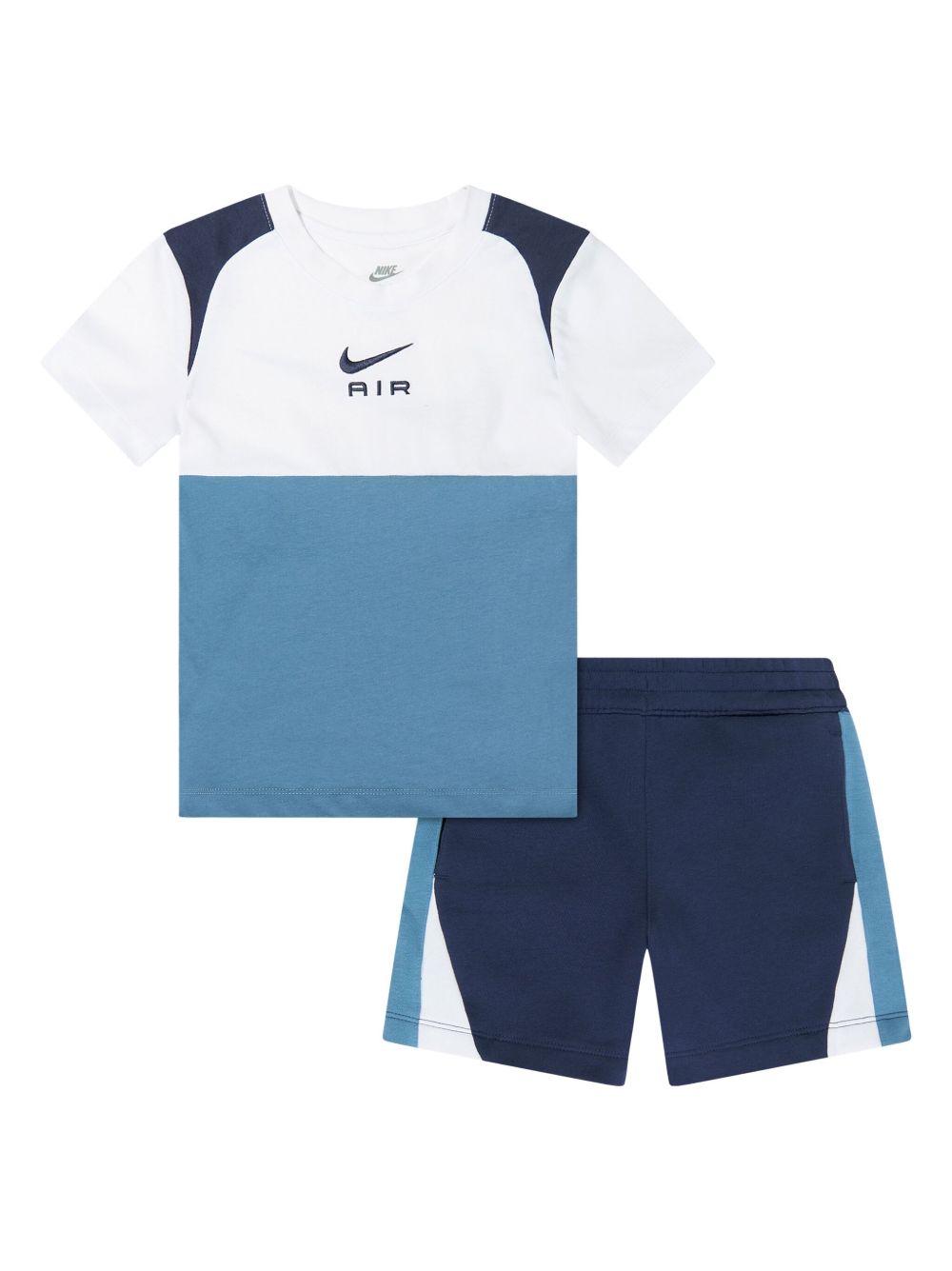 Nike Kids 拼色短裤T恤套装 - 蓝色