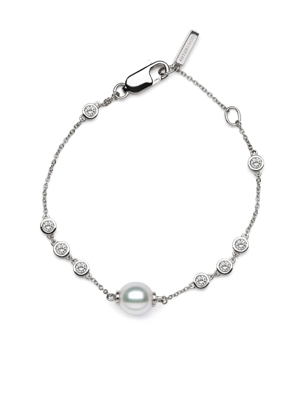 AUTORE MODA Portia 珠饰细节纯银手链 - 银色