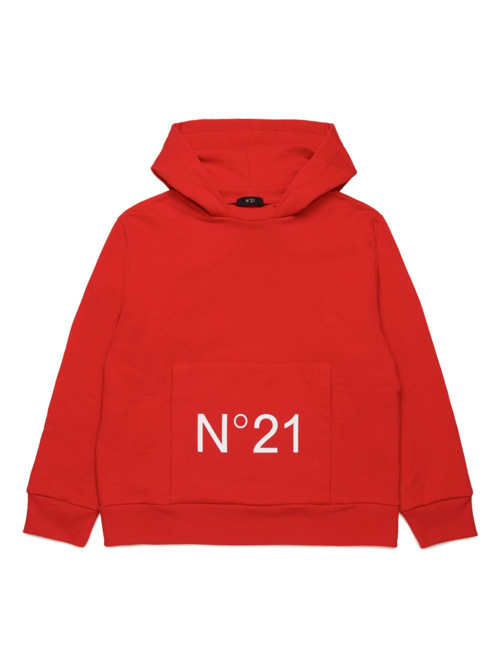 Nº21 Kids logo印花棉连帽衫 - 红色