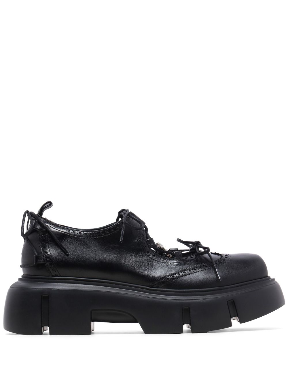 Simone Rocha 镂空皮质布洛克鞋 - 黑色