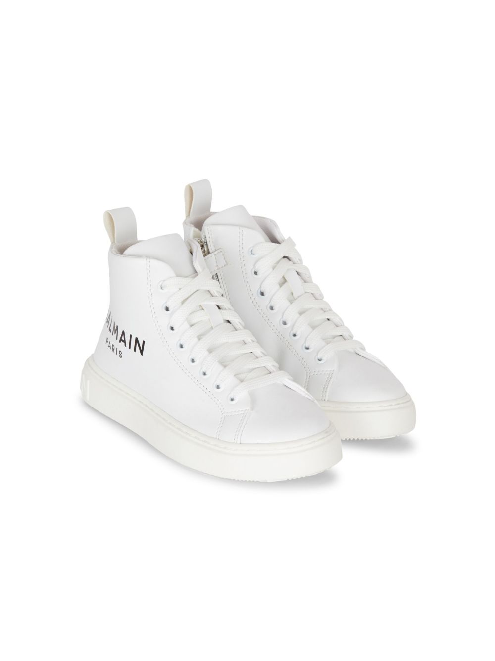 Balmain Kids logo印花系带板鞋 - 白色