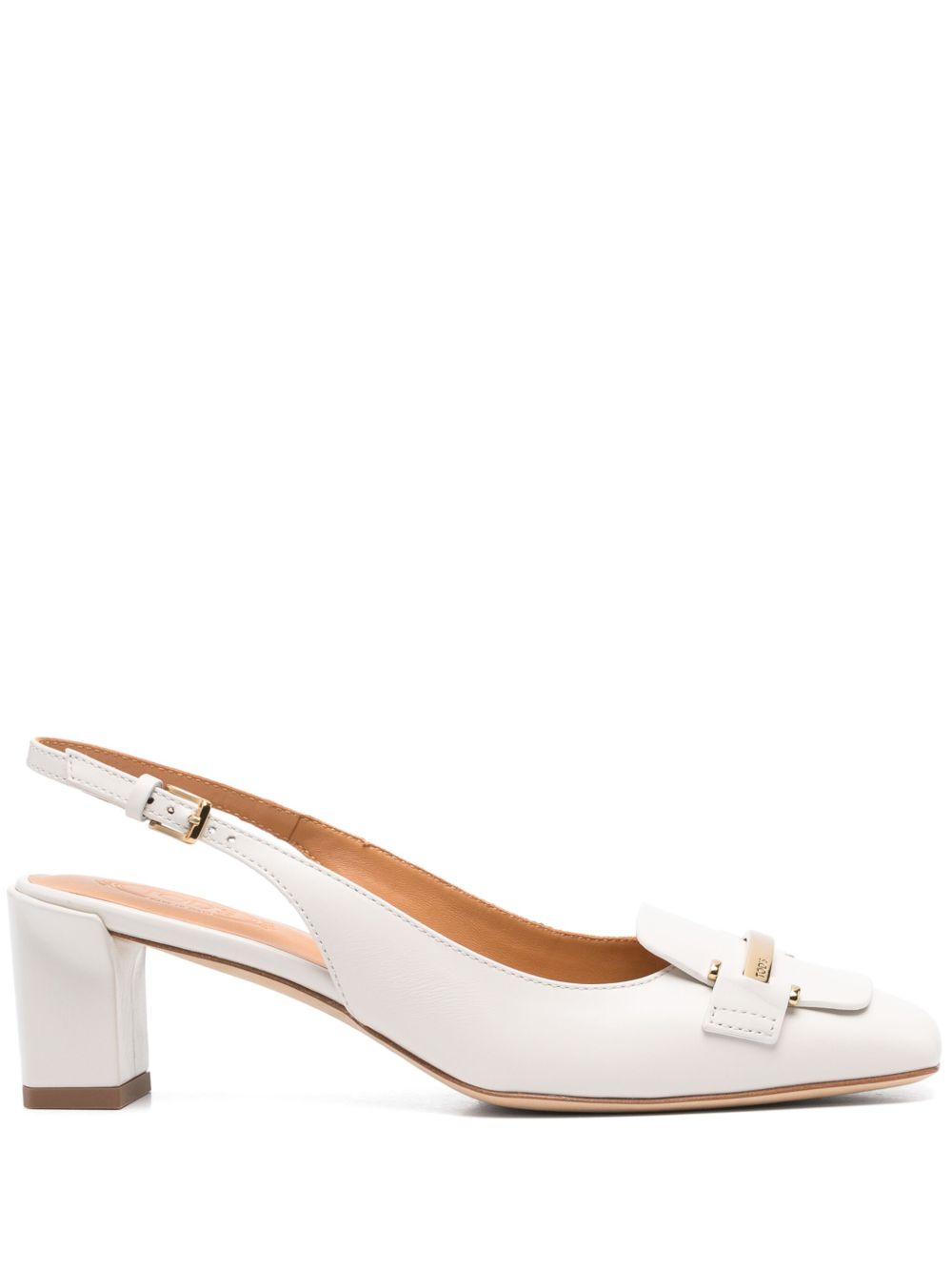 Tod's 50mm leather slingback pumps - 白色
