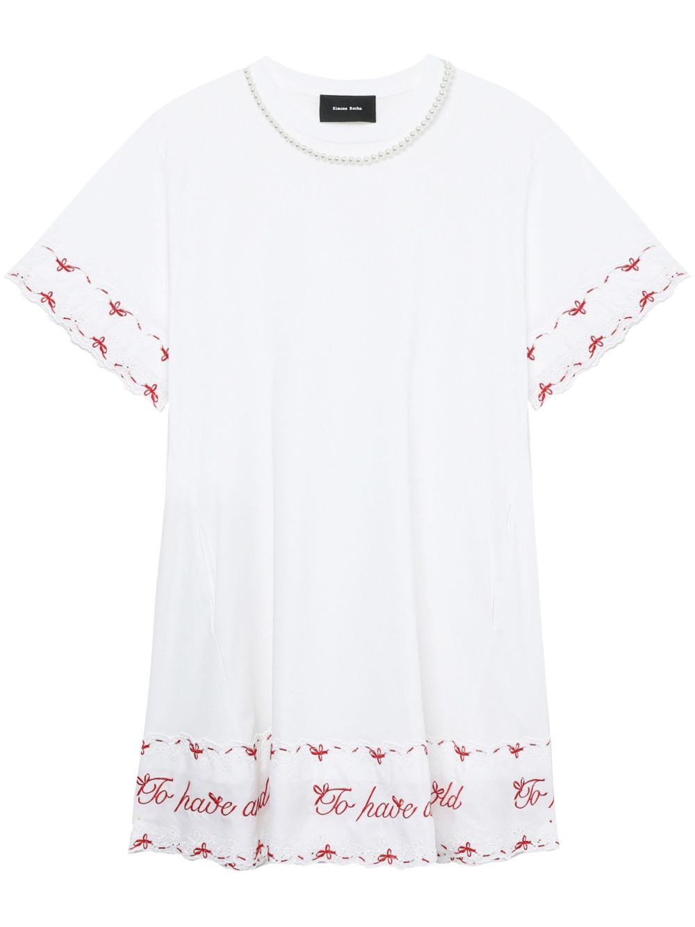 Simone Rocha 珠饰细节T恤式连衣裙 - 白色