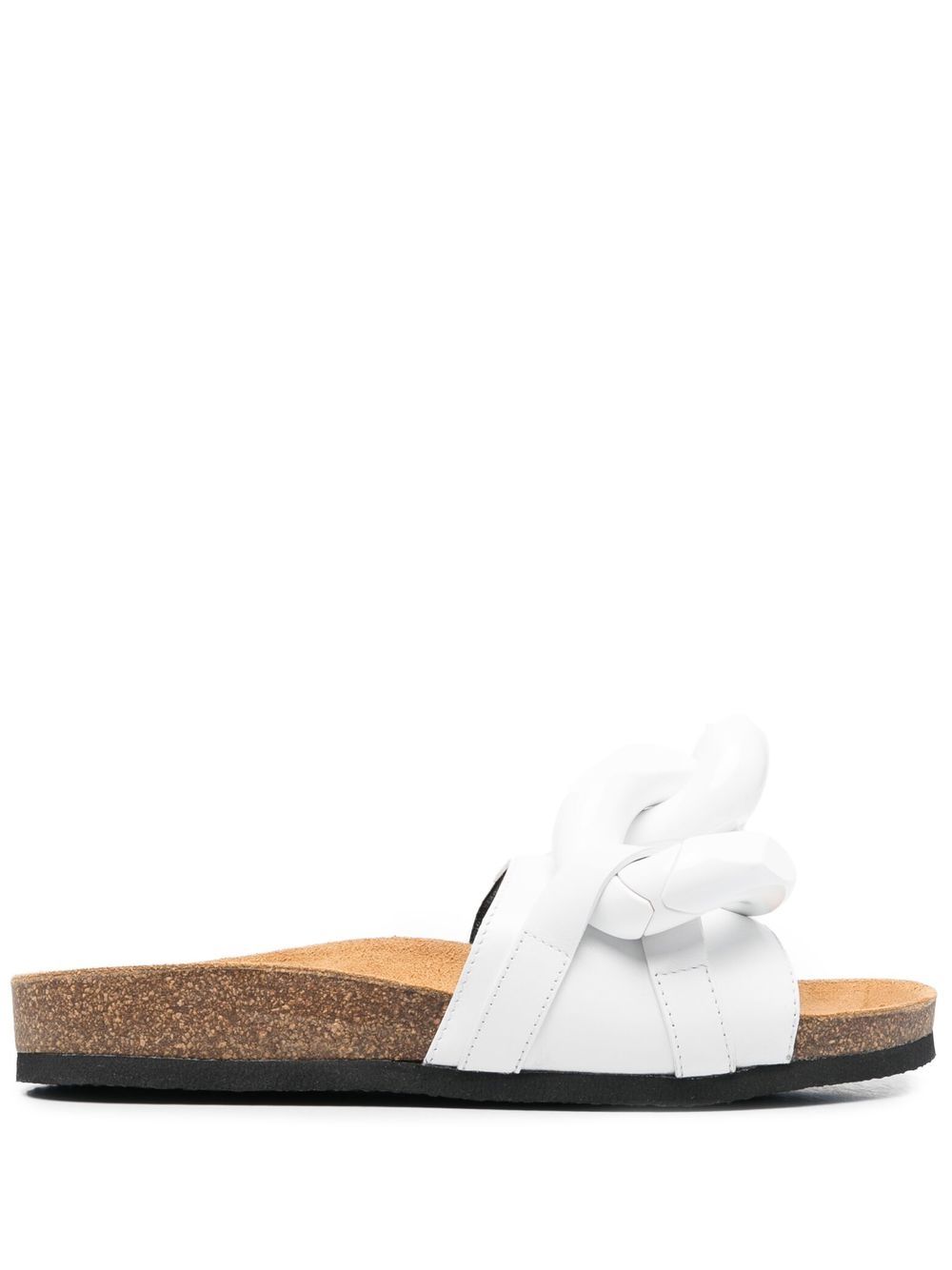 JW Anderson 搭链皮质拖鞋 - 白色