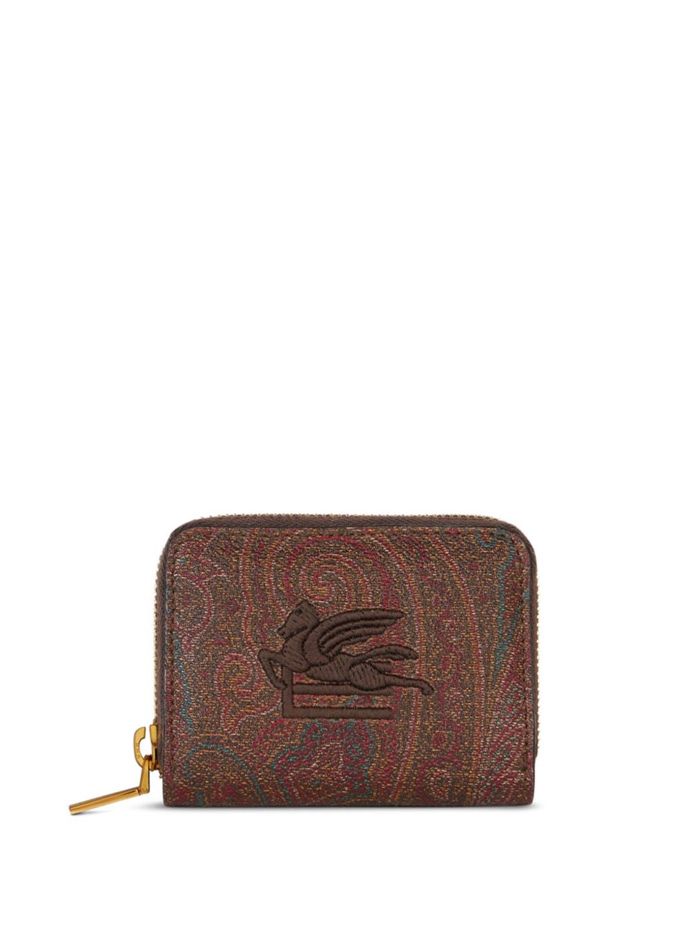 ETRO Pegaso 环绕式拉链钱包 - 褐色