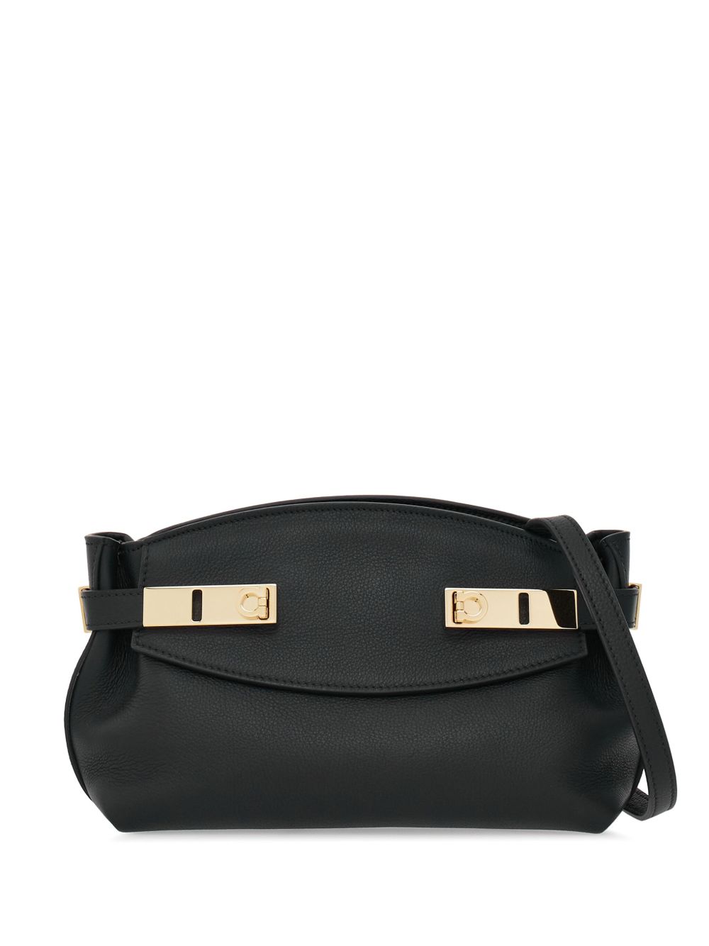 Ferragamo Hug 皮质小号斜挎包 - 黑色