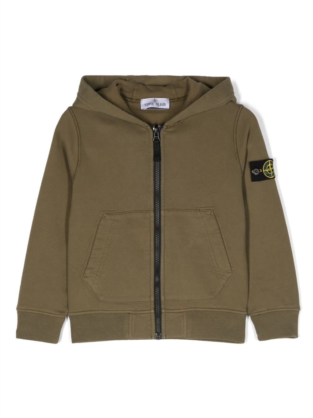 Stone Island Junior 罗盘标贴拉链开衫 - 绿色