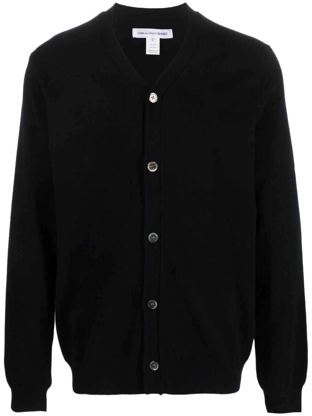 Comme Des Garçons Shirt 羊毛V领开衫 - 黑色