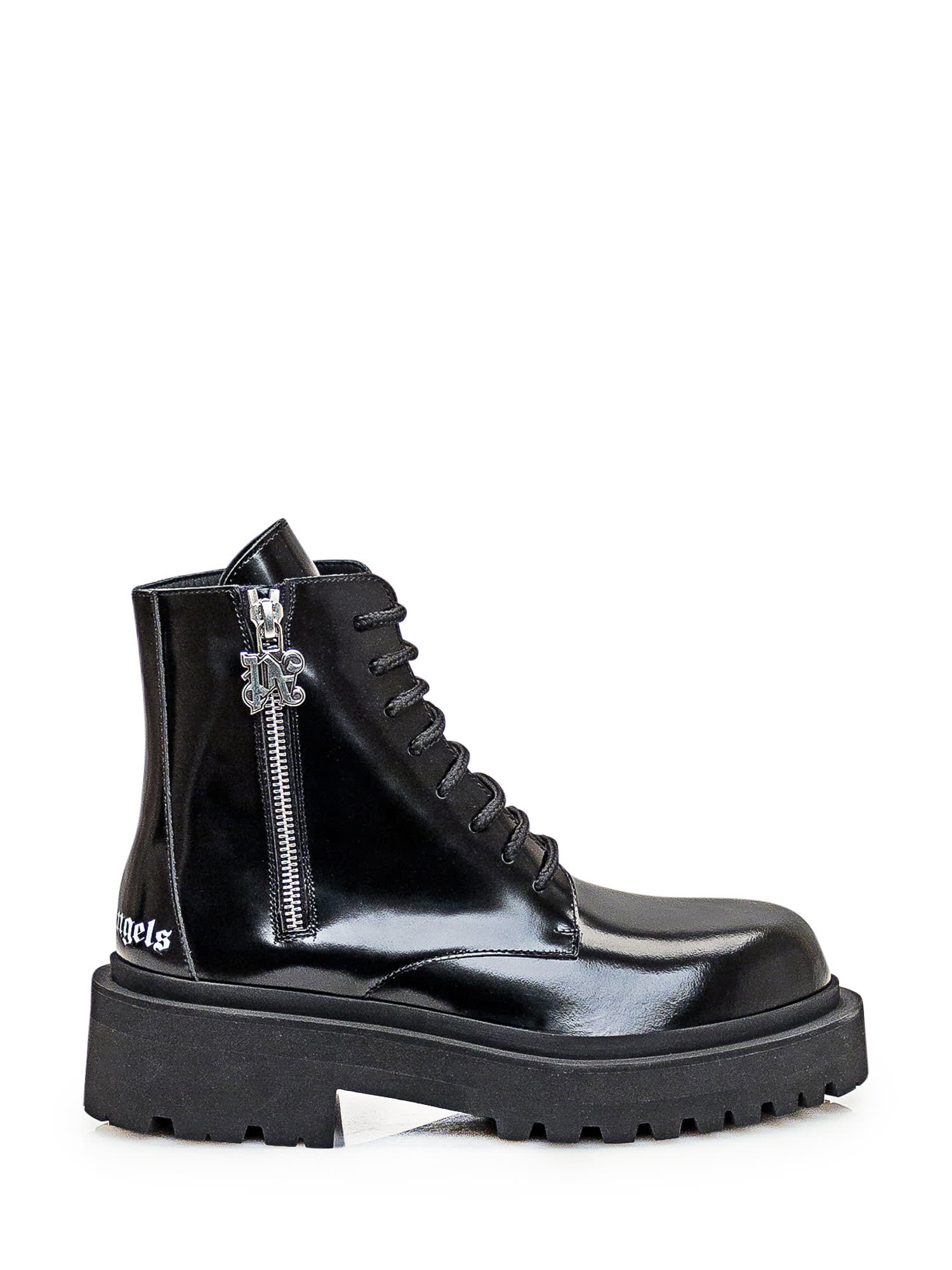 Palm Angels Combat Boots In Black Leather