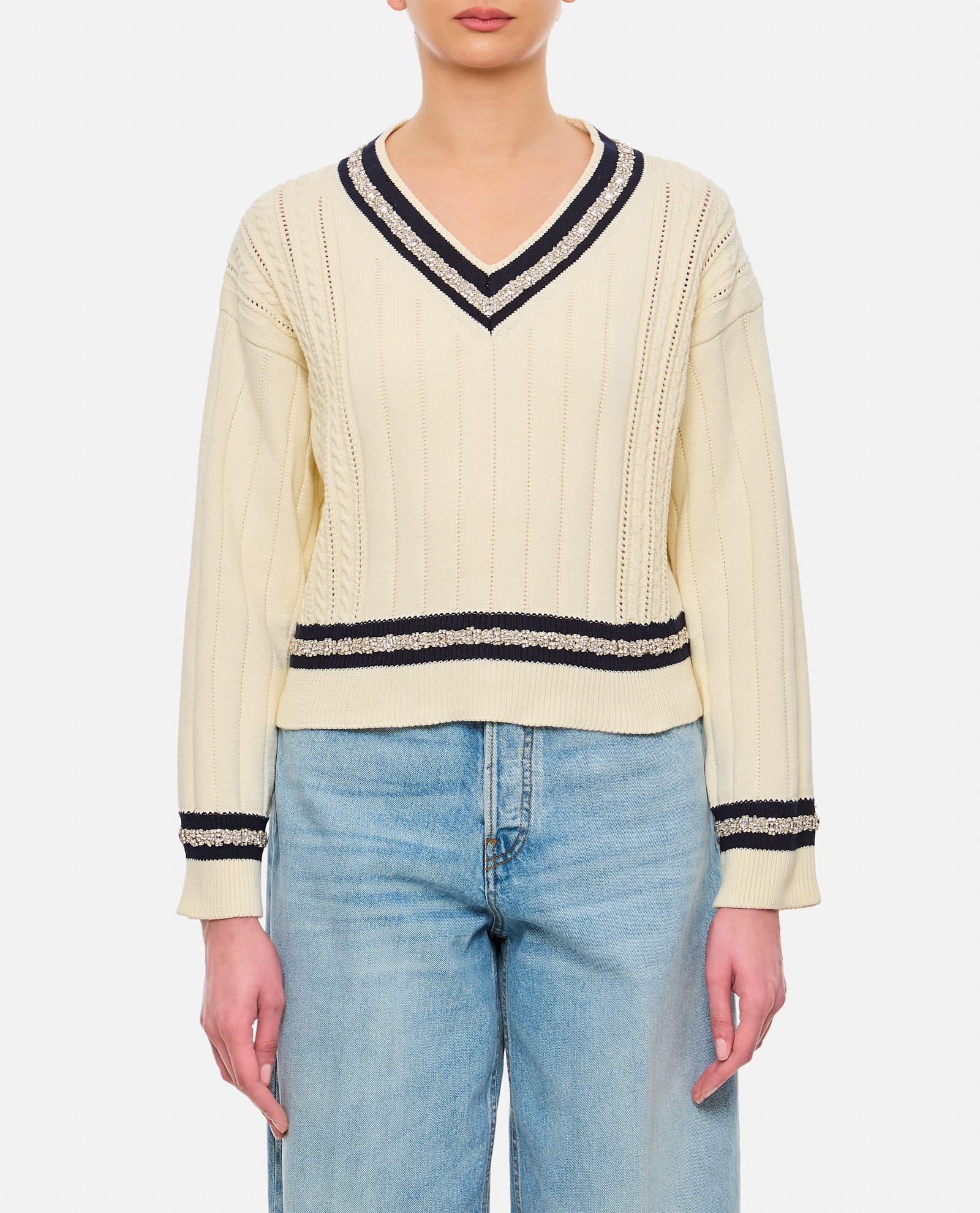 Golden Goose 学院风V领短款针织套头衫