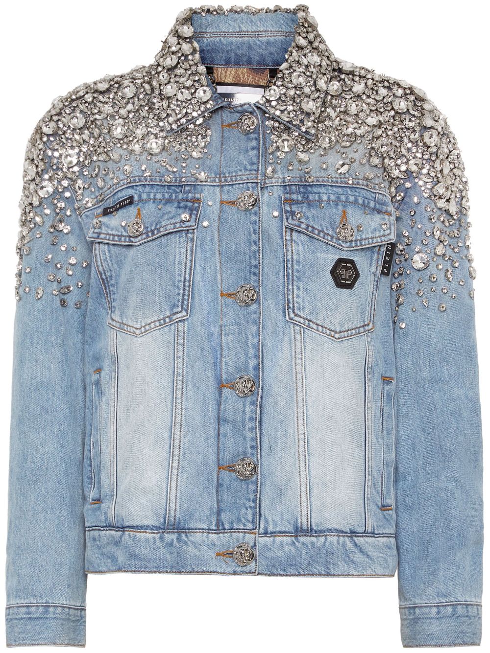 Philipp Plein 晶饰牛仔夹克 - 蓝色