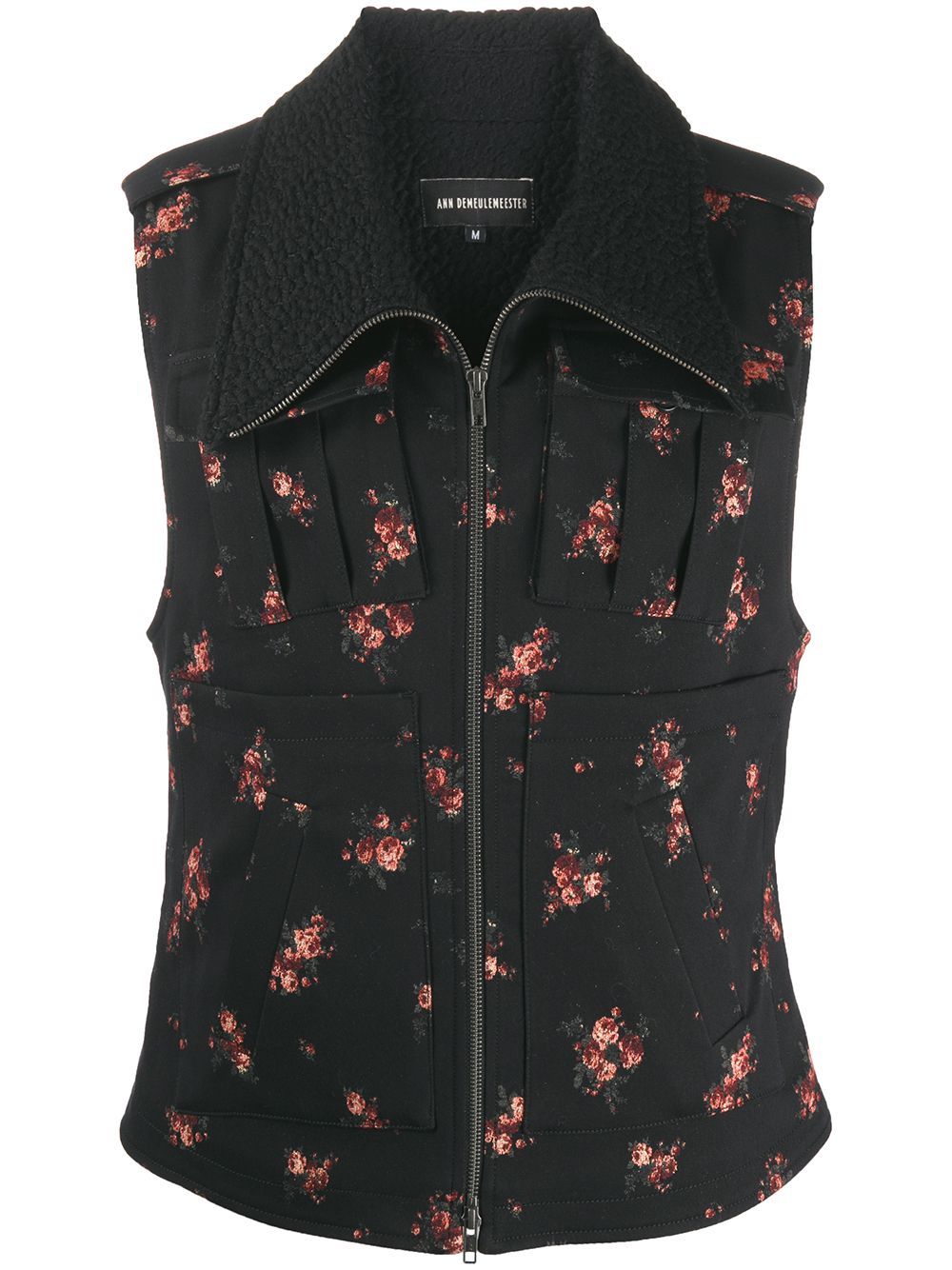 Ann Demeulemeester 花卉提花拉链马甲 - 黑色