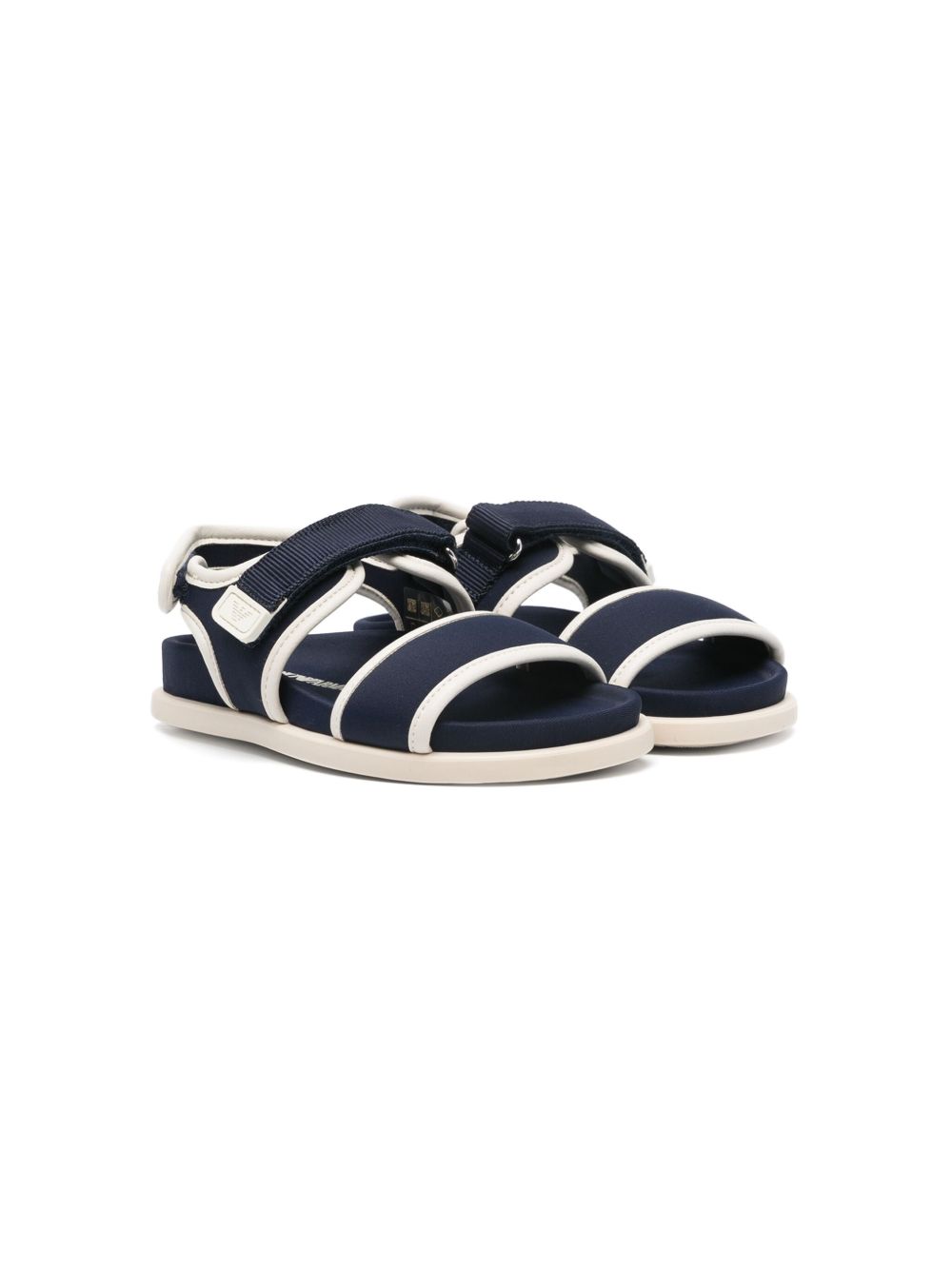 Emporio Armani Kids logo印花斜纹布凉鞋 - 蓝色