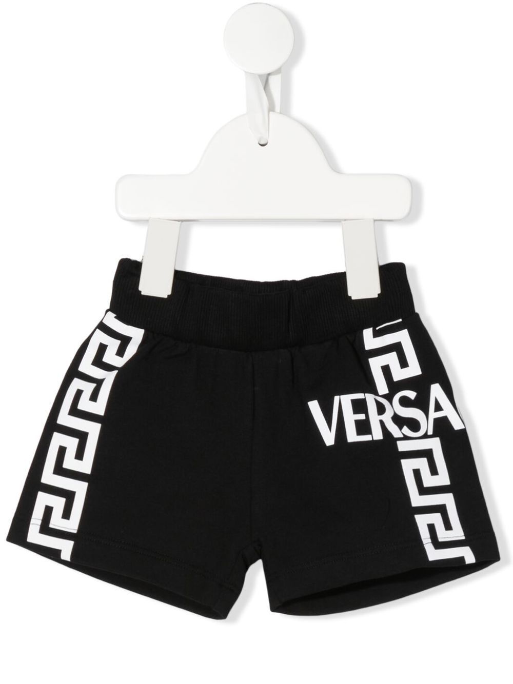 Versace Kids 范思哲 希腊风图案logo印花泳裤 - 黑色