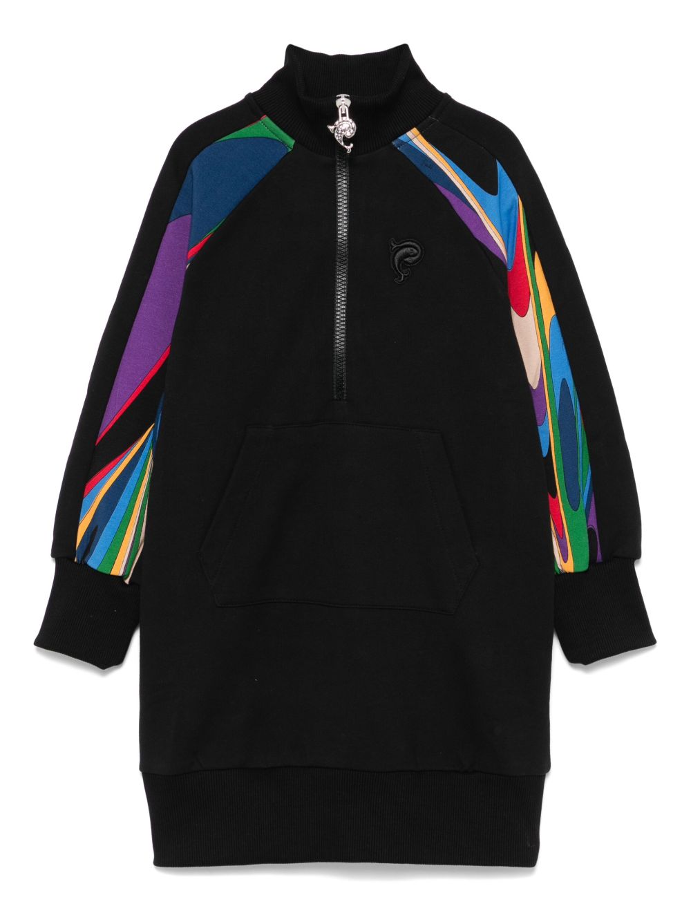 PUCCI Junior logo刺绣连衣裙 - 黑色