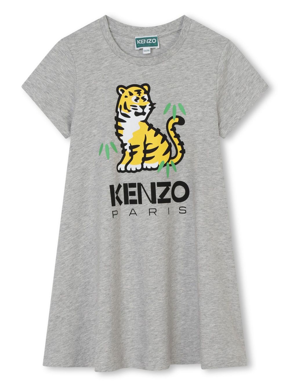 Kenzo Kids logo印花棉连衣裙 - 灰色