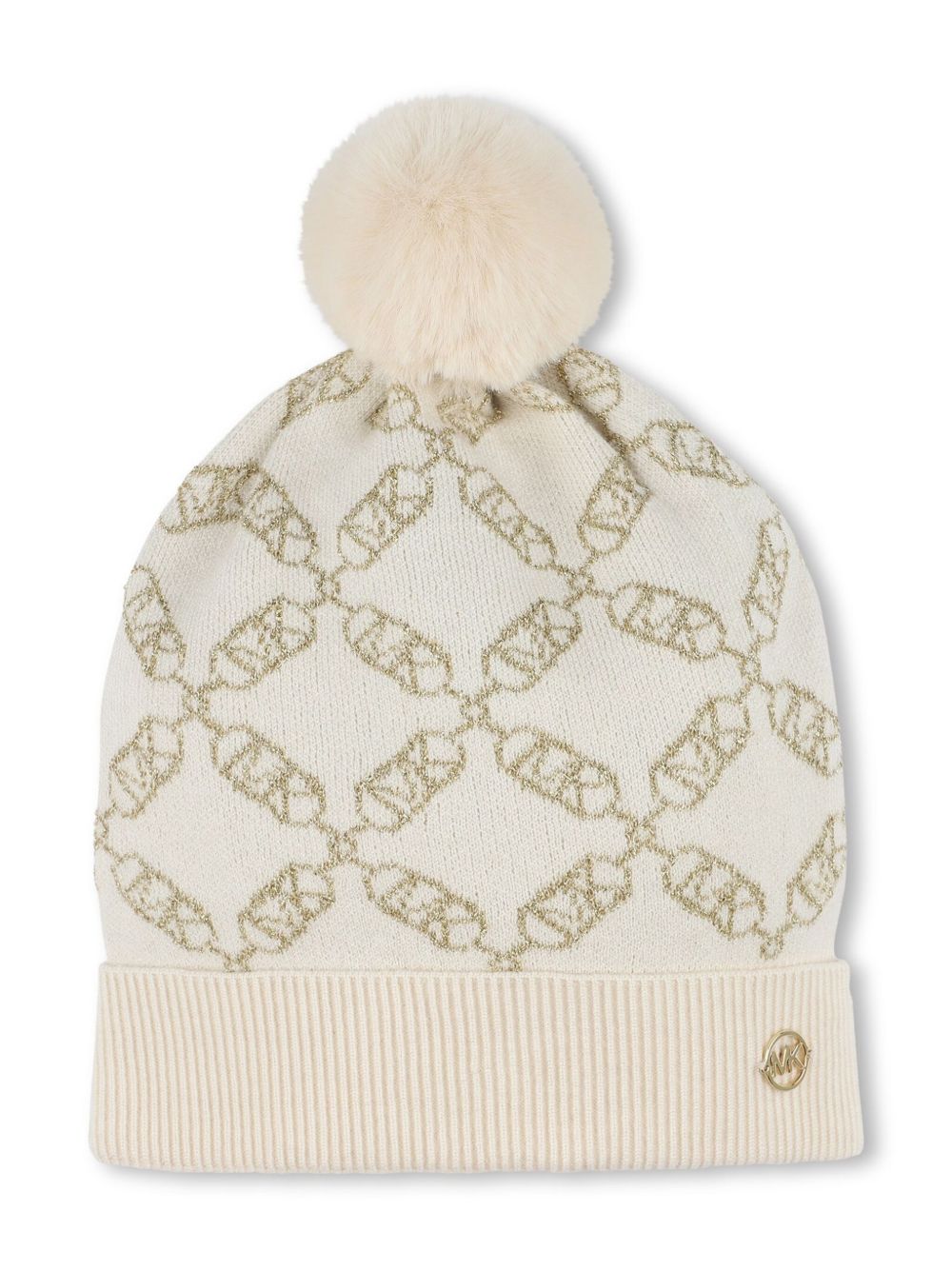 Michael Kors Kids logo提花绒球套头帽 - 中性色