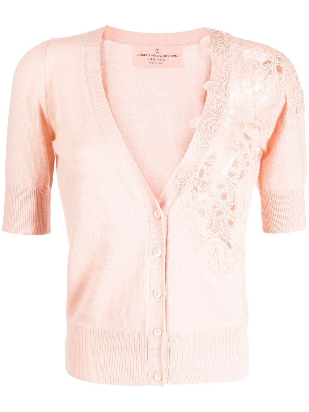 Ermanno Scervino 刺绣细节羊绒开衫 - 粉色
