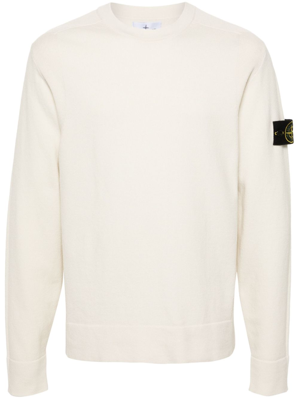 Stone Island 罗盘徽章羊毛混纺毛衣 - 白色