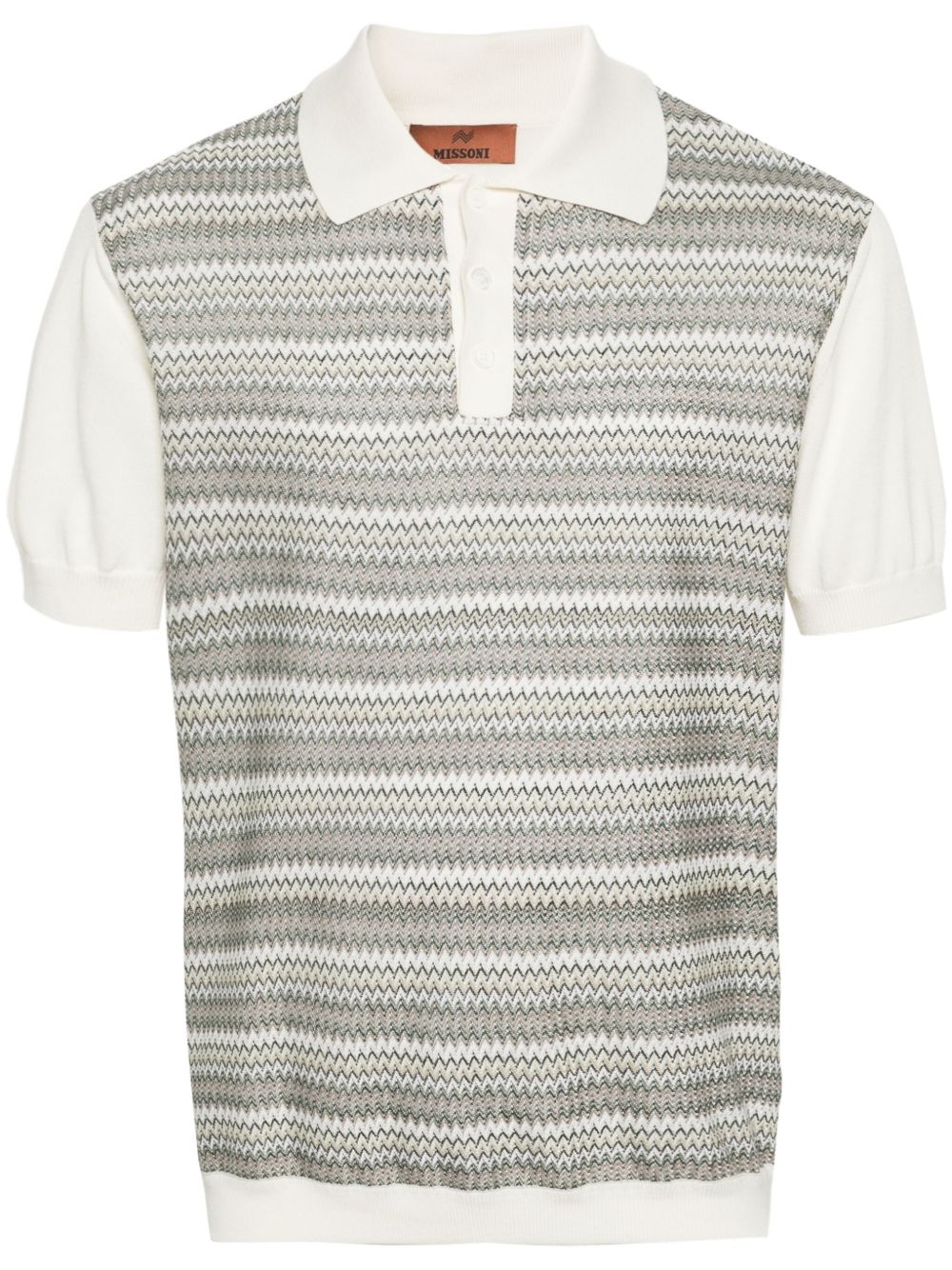Missoni Z字形图案针织polo衫 - 中性色