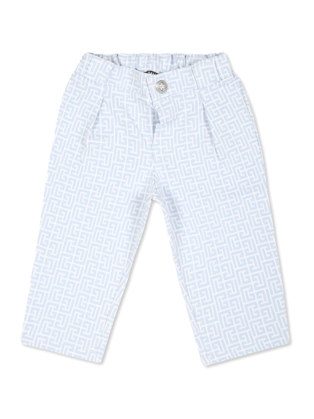 Balmain Kids 经典logo图案褶饰细节长裤 - 蓝色