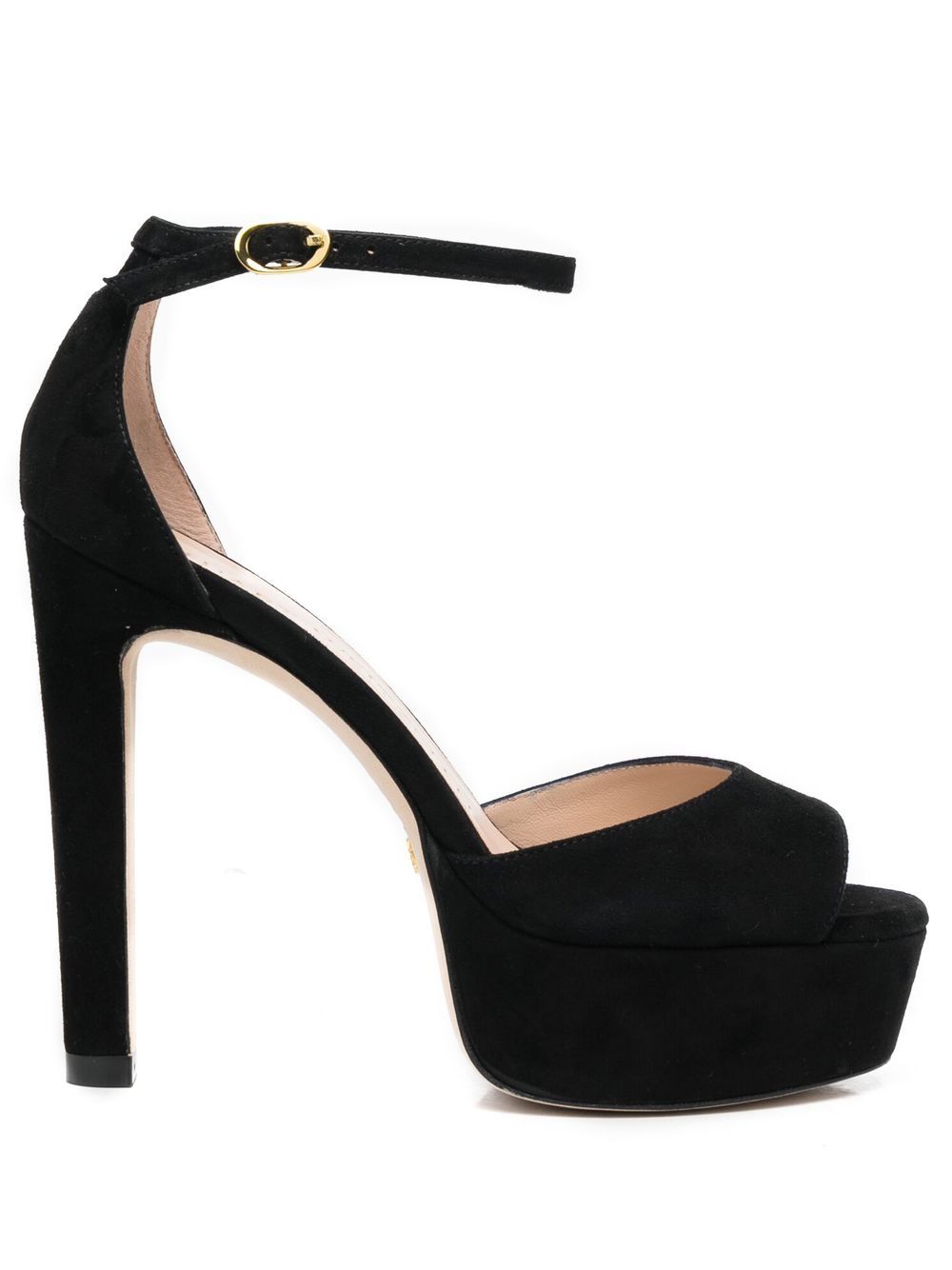 Stuart Weitzman 绒面皮水台式高跟凉鞋 - 黑色