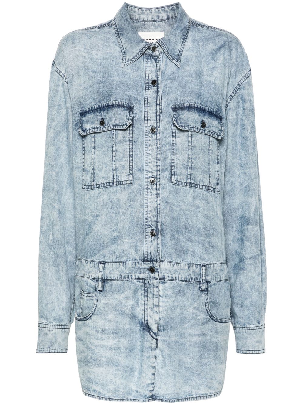 MARANT ÉTOILE Palvina 牛仔效果衬衫裙 - 蓝色