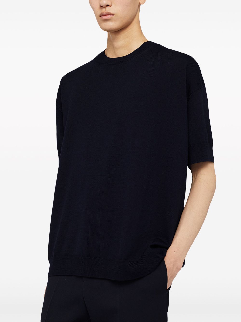 Jil Sander 圆领羊毛T恤 - 蓝色