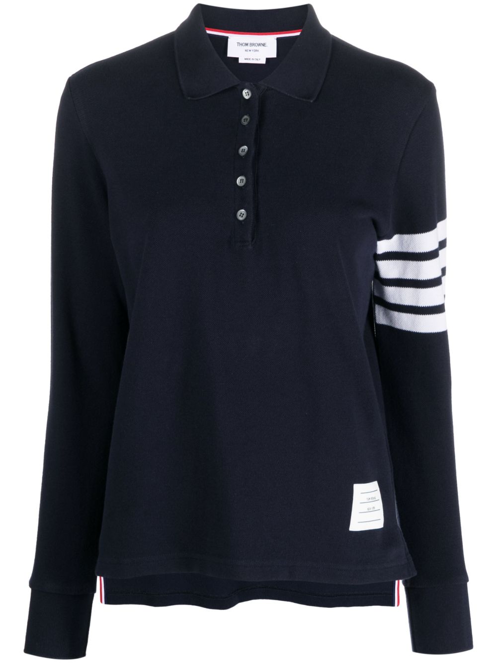 Thom Browne 四条纹长袖polo衫 - 蓝色