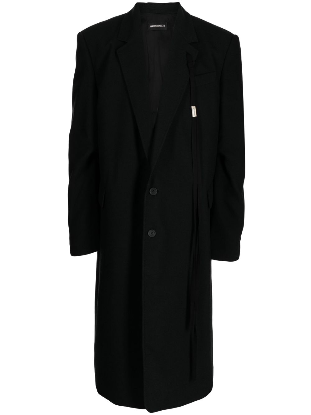 Ann Demeulemeester 精裁长款搭扣棉大衣 - 黑色