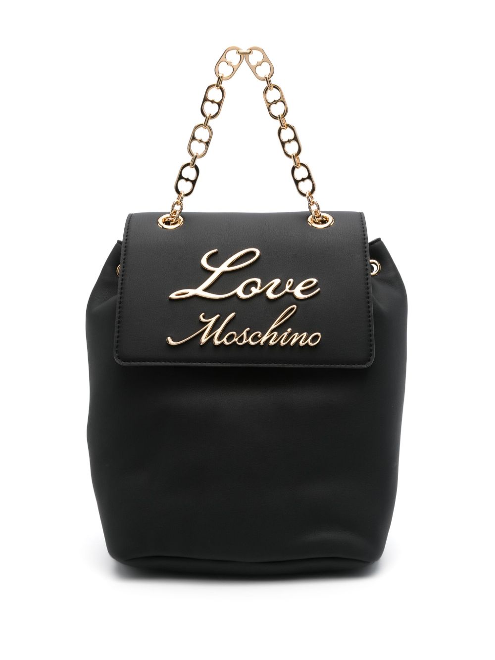 Love Moschino logo标牌双肩包 - 黑色