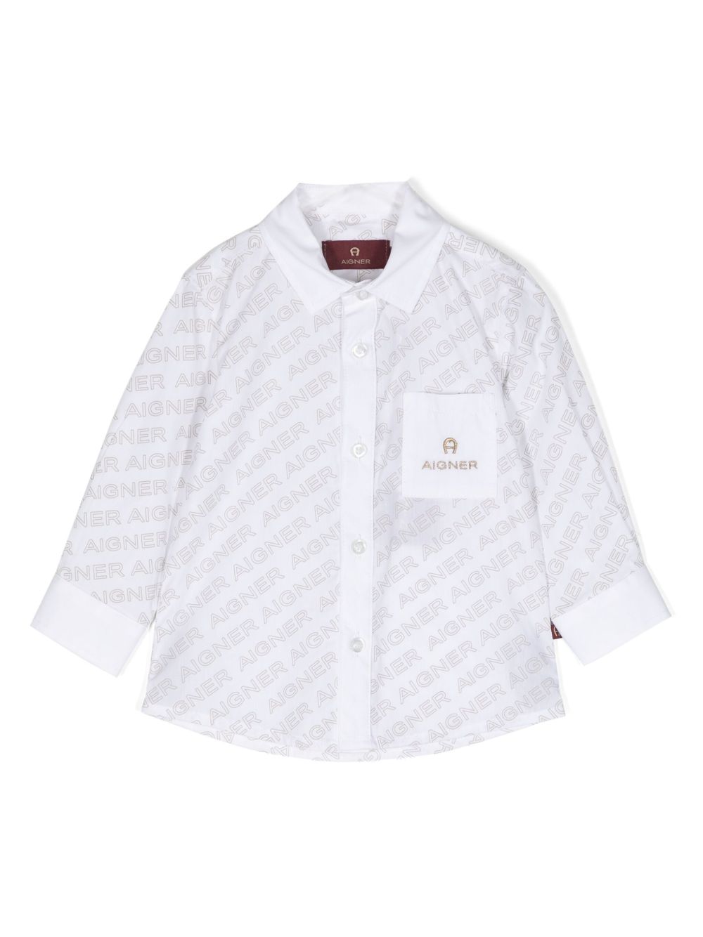 Aigner Kids logo印花棉衬衫 - 白色