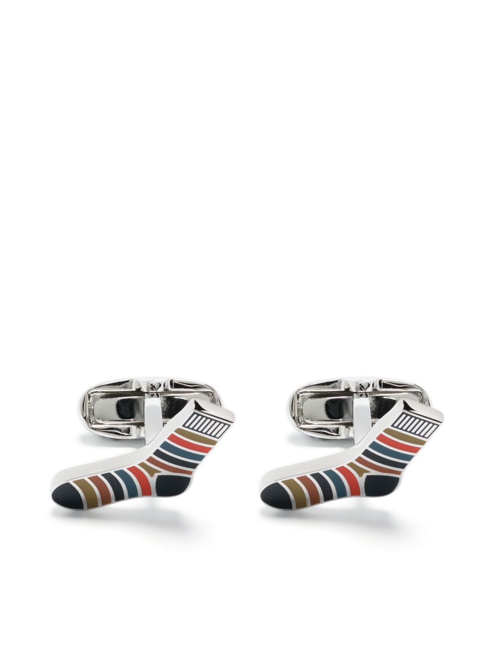 Paul Smith Artist Stripe 针织袜造型袖扣 - 银色