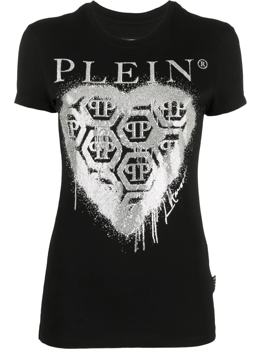 Philipp Plein logo印花短袖T恤 - 黑色