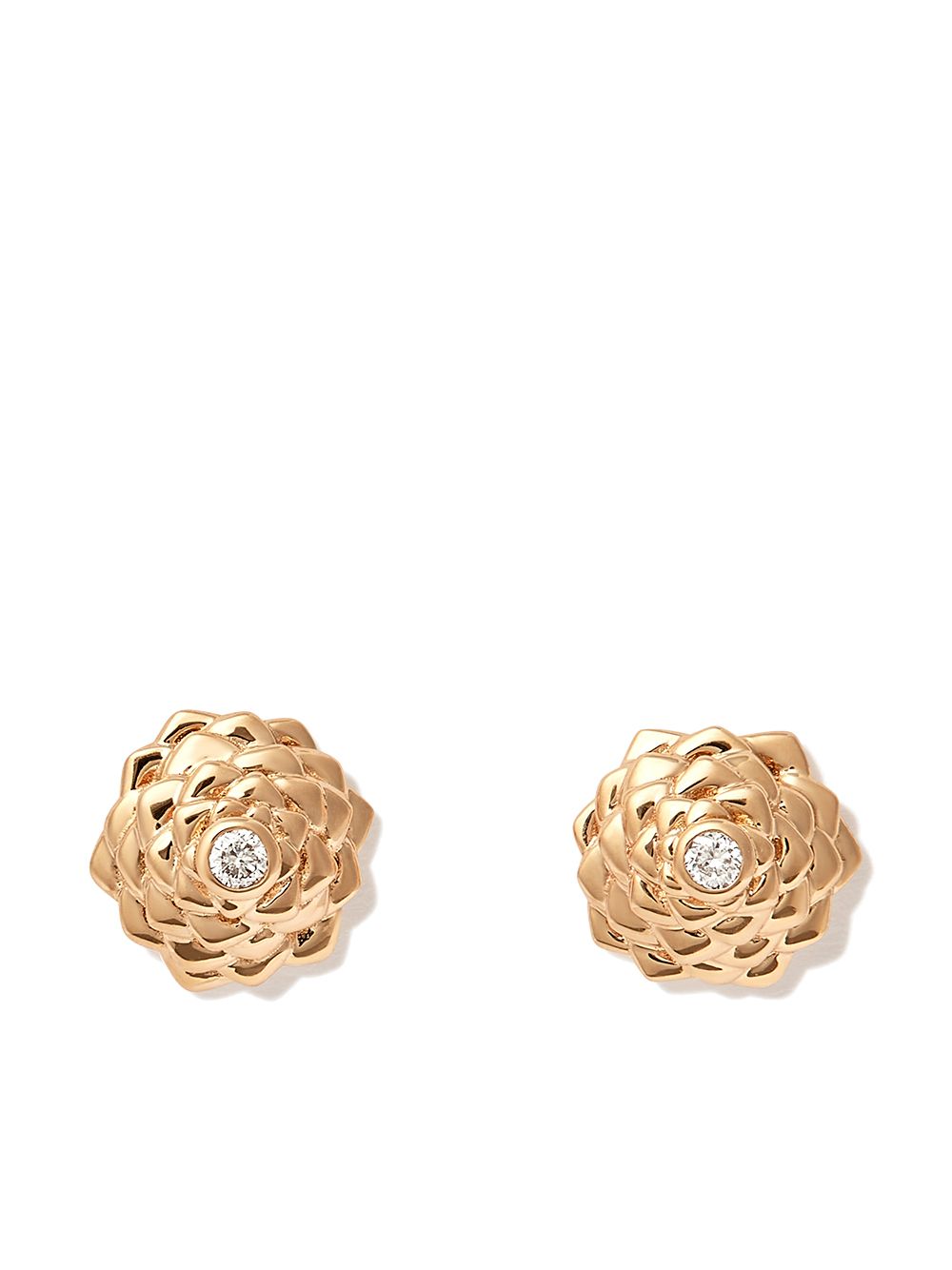 Sydney Evan Camellia 14K黄金钻石耳钉 - 金色