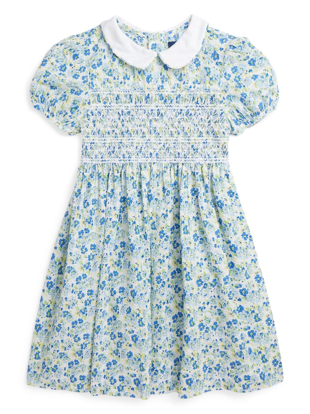 POLO RALPH LAUREN KIDS 花卉印花棉连衣裙 - 蓝色