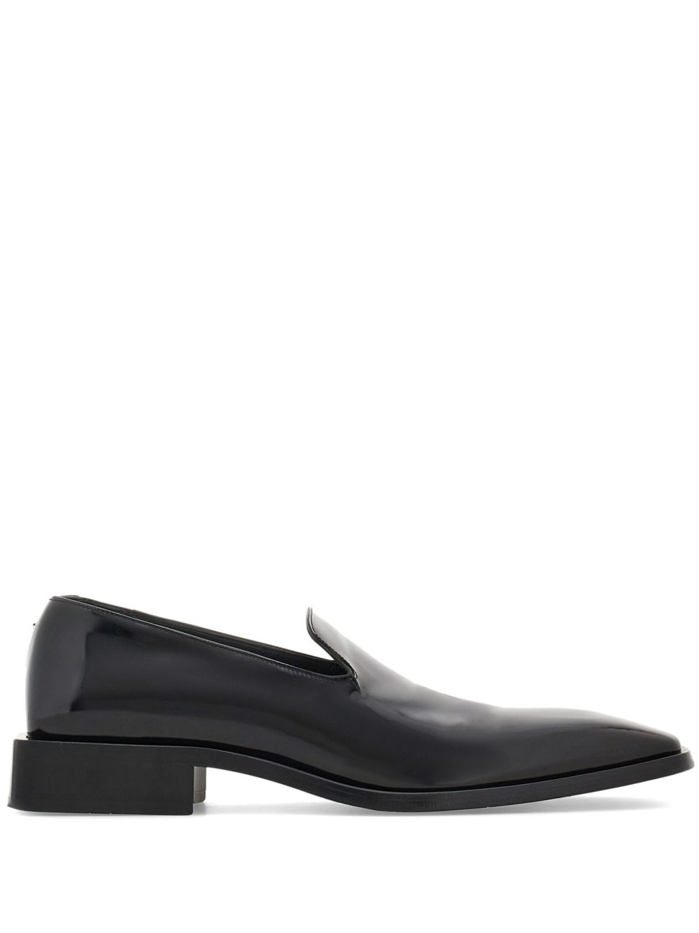 Ferragamo 方头皮质乐福鞋 - 黑色