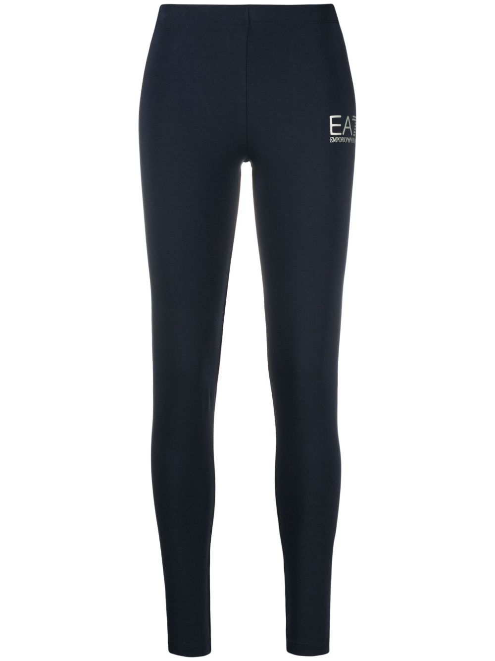 Ea7 Emporio Armani logo印花弹性棉打底裤 - 蓝色
