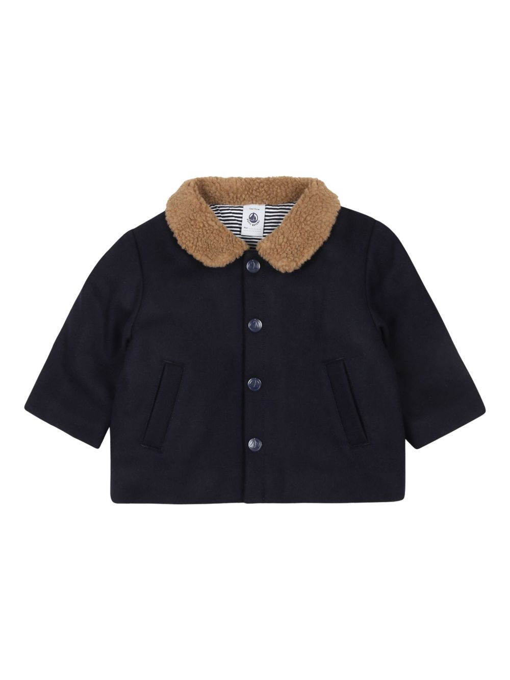 Petit Bateau 抓绒领羊毛混纺夹克 - 蓝色